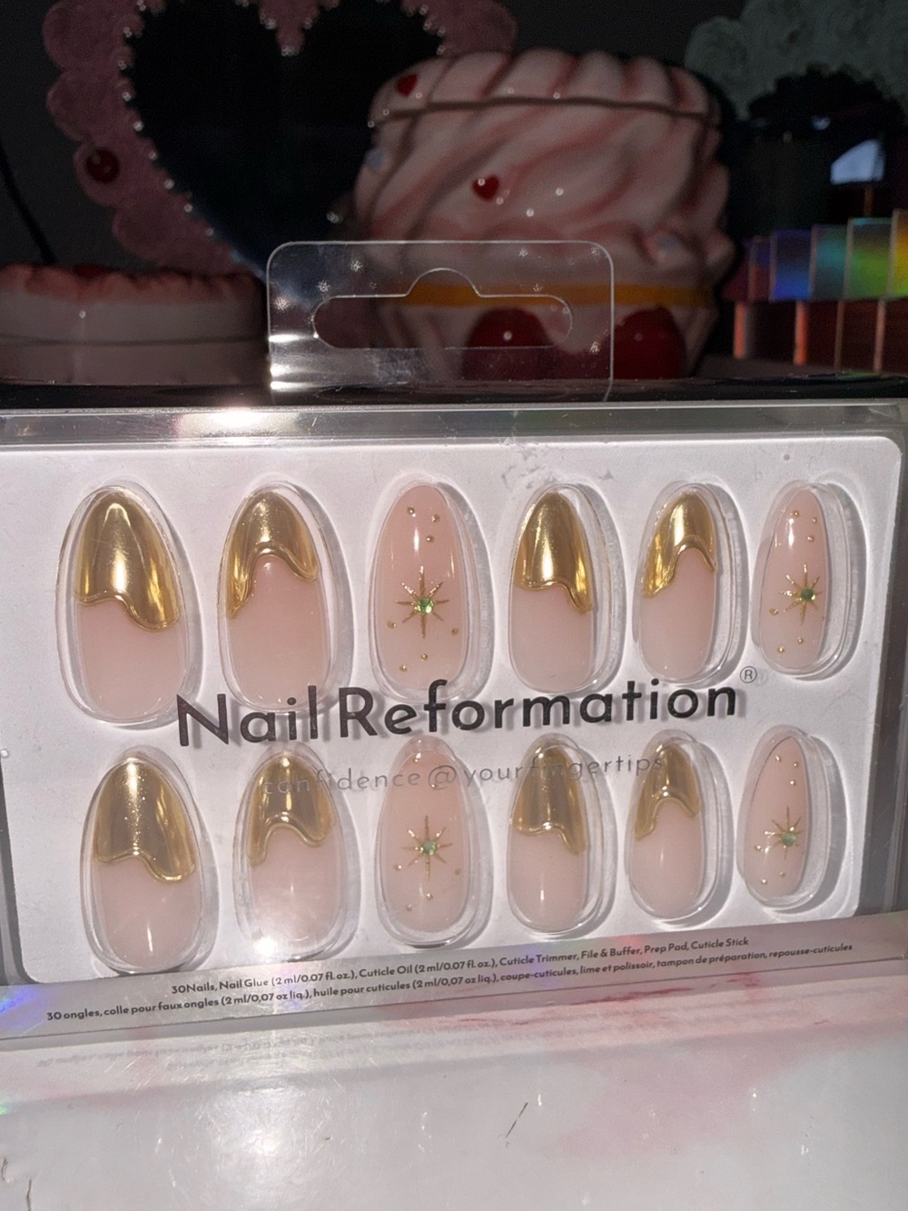 Nail Reformation Gold Dipped Tip with Star Accent Press On Nails